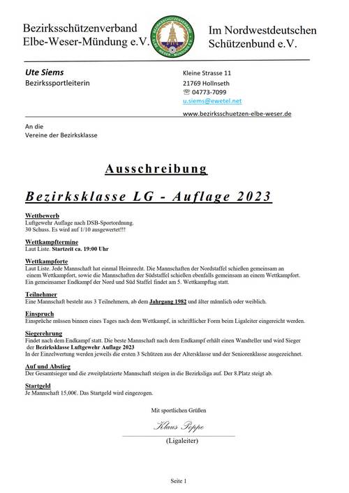 Ausschreibung Bezirksklasse LG 2023 Auflage 20 1