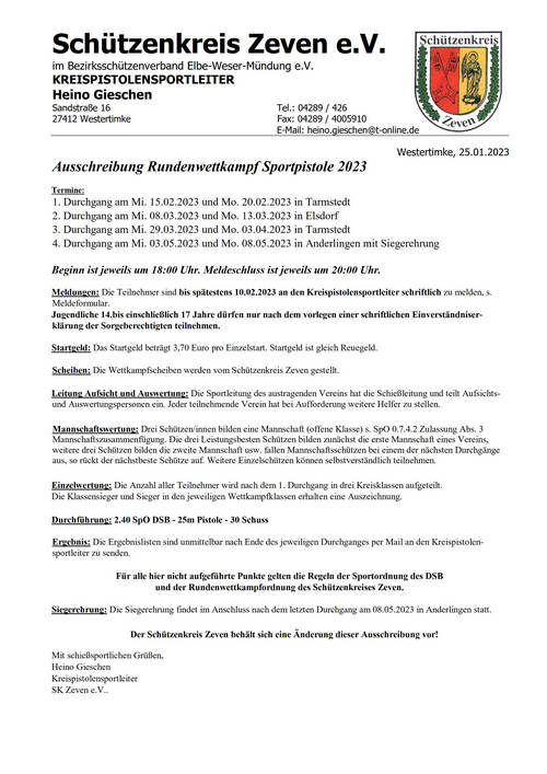 Ausschreibung RWK Sportpistole 2023 1